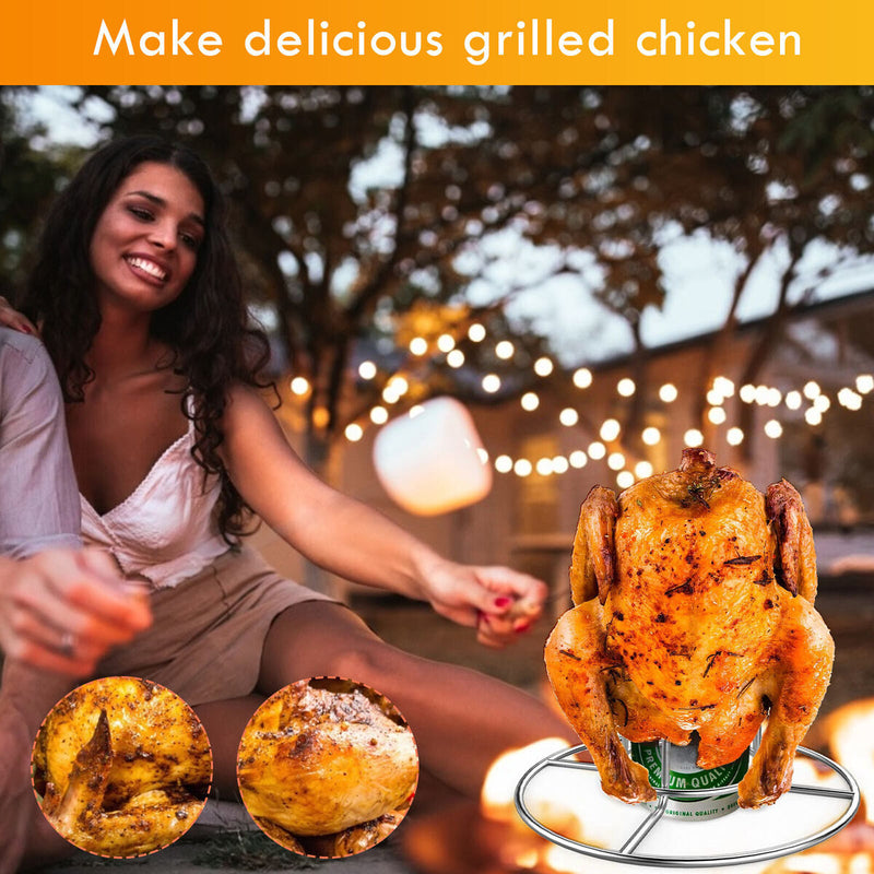 Stainless Steel Chicken Grill Stands Chicken Roasting Rack for Outdoor Picn