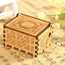 Retro Exquisite Wooden Hand Cranked Music Box Home Crafts Ornaments (B)