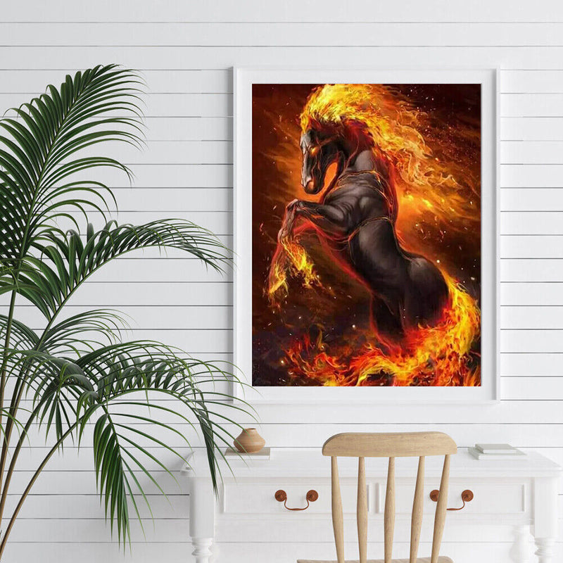 Painting By Numbers DIY Fire Horse Hand Painted Canvas Oil Art Picture Craft Kit