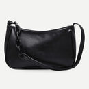 Pure Soft Leather Women Handbag Small Underarm Shoulder Totes Bag (Black)