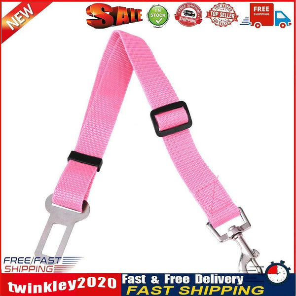 Adjustable Dogs Car Seat Belt Harness Pets Safe Seat Traction Rope (Pink) Newly