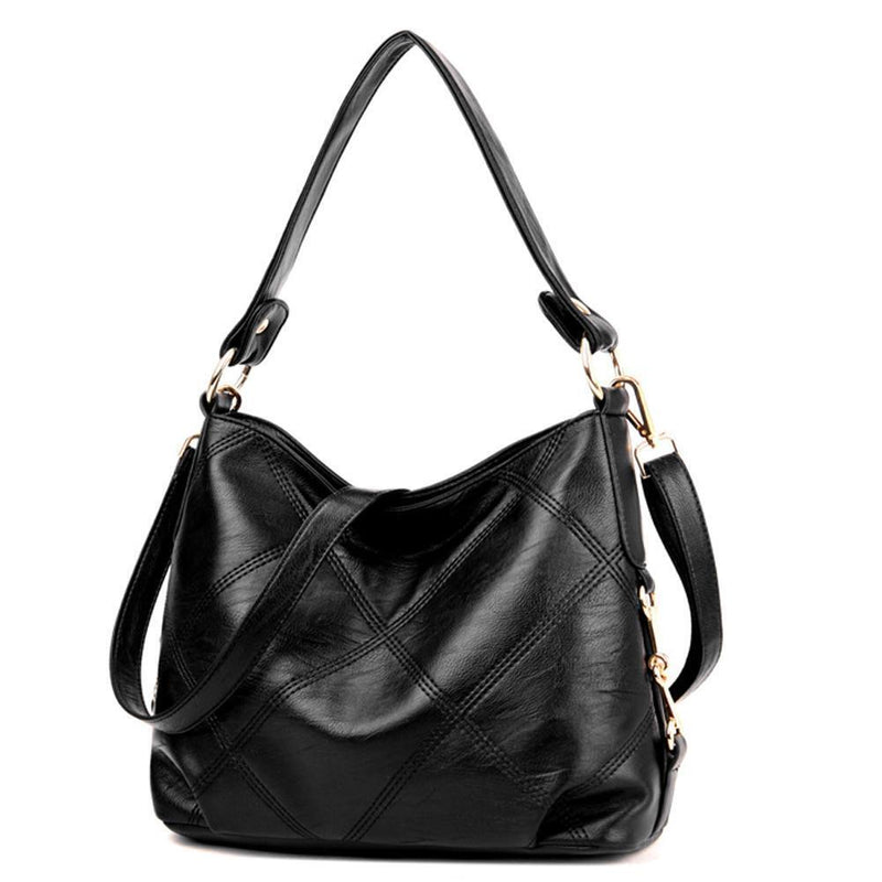Women Bag Soft PU Leather Messenger Totes Handbags Shoulder Bags(Black)