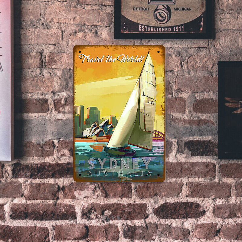 Sailboat at Sea Metal Plate Tin Sign Plaque for Bar Pub Club Cafe Iron Paintings