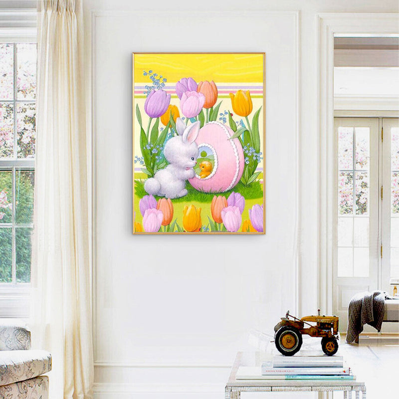 Easter Bunny Oil Paint By Numbers Kits Canvas Picture Wall Art DIY Craft Colo