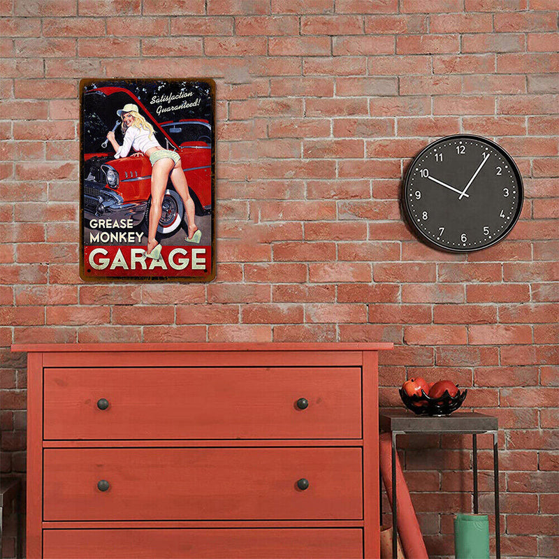 Garage Lady Retro Metal Plate Tin Sign Plate Wall Art Poster Home Decorations