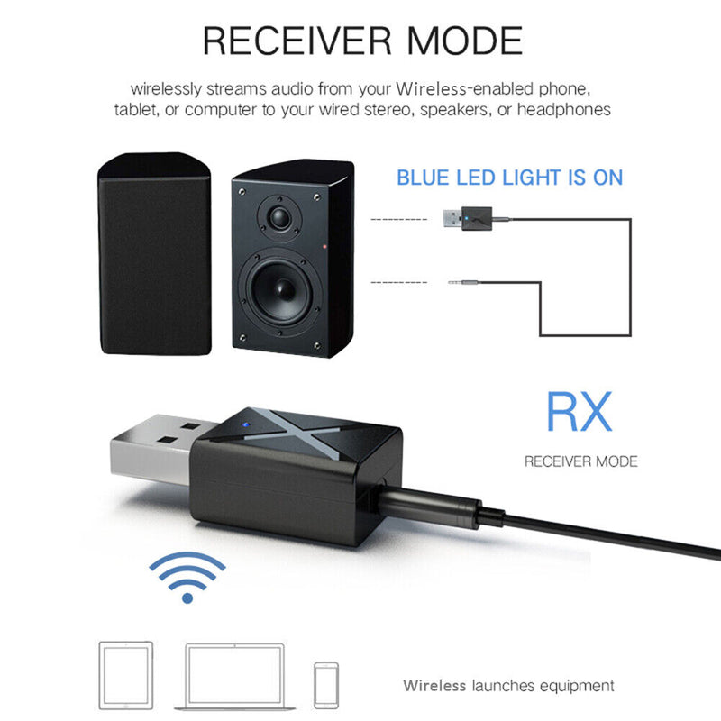Bluetooth-compatible 5.0 Audio Receiver Transmitter 3.5mm AUX Stereo Adapte