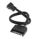 2pcs Sleeved SATA 15Pin to Small 4Pin Fan Power Adapter Extension Cable