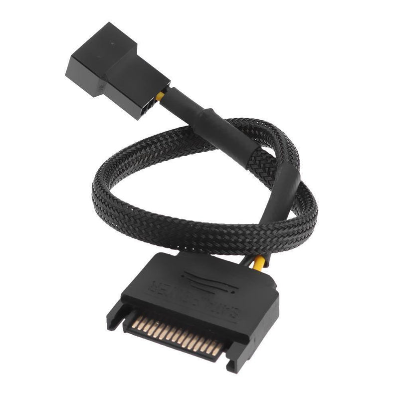 2pcs Sleeved SATA 15Pin to Small 4Pin Fan Power Adapter Extension Cable