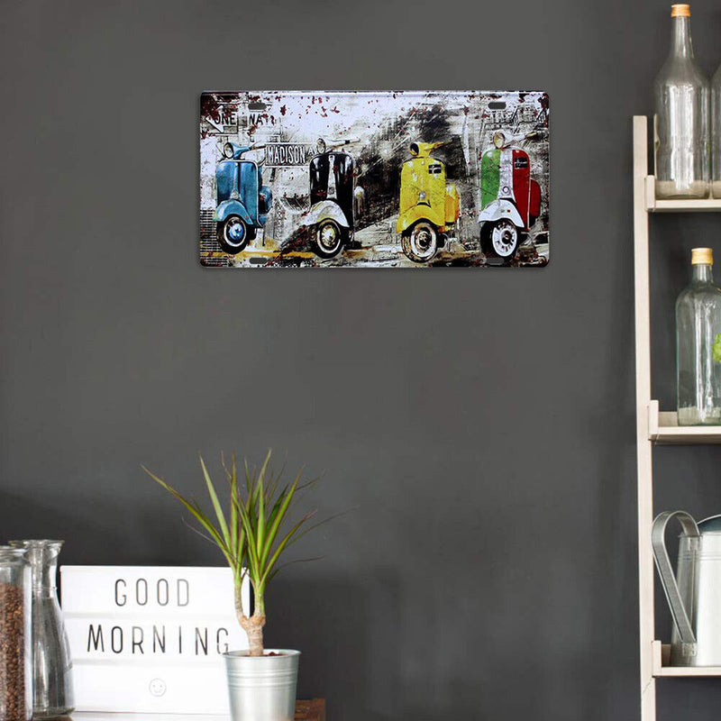 Home Weatherproof Retro Chic Motorcycle Sign Iron Painting Wall Drawing Template