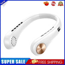 USB 3000mAh LED Digital Display Hanging Neck Fan Summer Air Cooling (White)