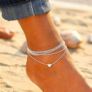 Foot Jewelry Beach Summer Women Chain Love Heart Bracelet Multilayer Ankle