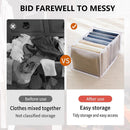 Cloth Drawer Organizer - 7-Grid Pants Storage Dividers for Jeans (Grey L)