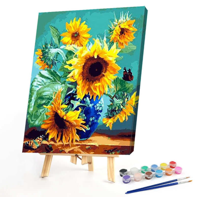 DIY Sunflower Painted On Canvas Artwork Oil Painting By Numbers Kit 40X50cm