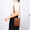 Women Soft Leather Messenger Bag Multi-layer Shoulder Zipper Small Phone Pouch