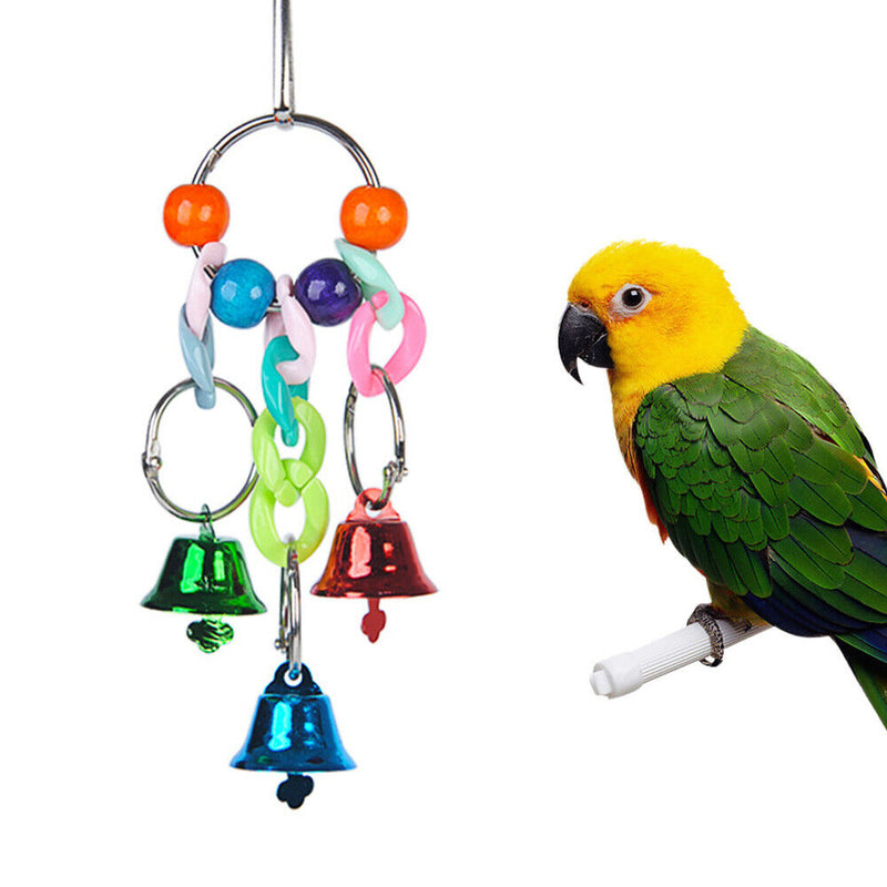 Small Parrot Bell Colorful Handmade Pet Jewelry Hanging Cage Bell Swing (D)