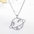 Korean Planet Star Pendant Necklace Zircon Universe Women Clavicle Chain Jewe