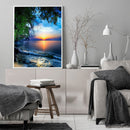 11CT Counted Full Cross Stitch Sunset Beach DIY Embroidery Home Decoration Gifts
