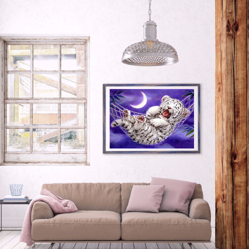 5D Full Round Drill Wall Poster DIY Little Tiger Rhinestone Diamond Painting Kit