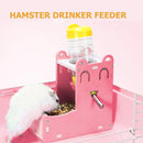 Hamster Automatic Water Fountain Drinker Food Feeder Playing Cage (Pink) Newly