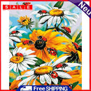 Painting By Numbers DIY Insect Sunflower Hand Painted Canvas Oil Art Picture Kit