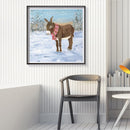 Diamond Painting 5D Full Round Drill Mosaic DIY Donkey in Snow Kit Wall Decor