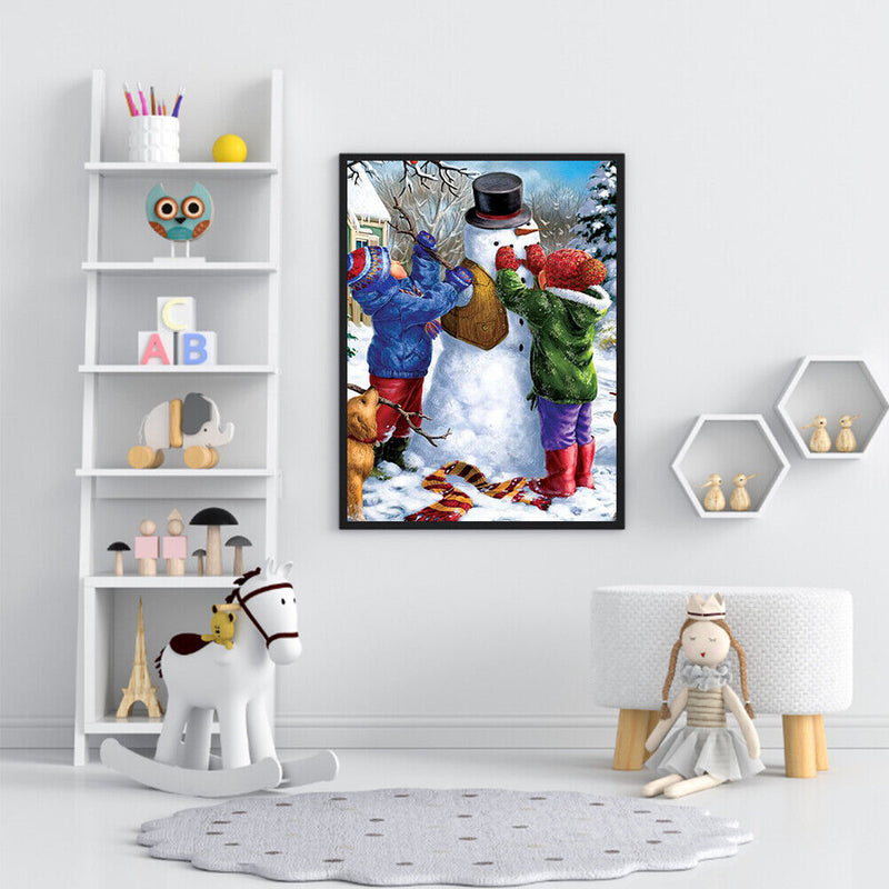 DIY Hand Painted Paint By Numbers Oil Canvas Pictures Making Snowman Kit Artw