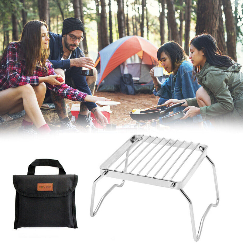 Outdoor Portable BBQ Grilling Basket Stainless Steel Foldable Barbecue Gril