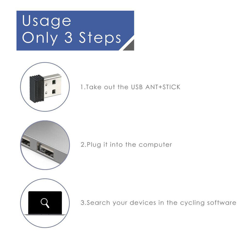 JUNERAIN Mini Portable ANT+ USB Stick Adapter Dongle for Garmin Zwift Wahoo Bko
