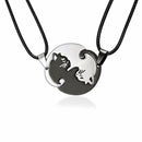 Cute Embrace Fashion Valentine's Day Black White Cat Necklace Pendant Couple