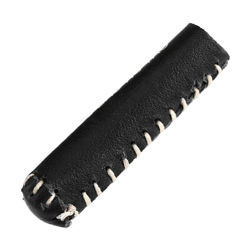 Leather Snooker Cue Tip Cover Protector Sleeve for Stick Billiard(Black)