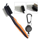 Retractable Golf Club Brush Groove Cleaner w/ Clip for Irons Woods (Orange)