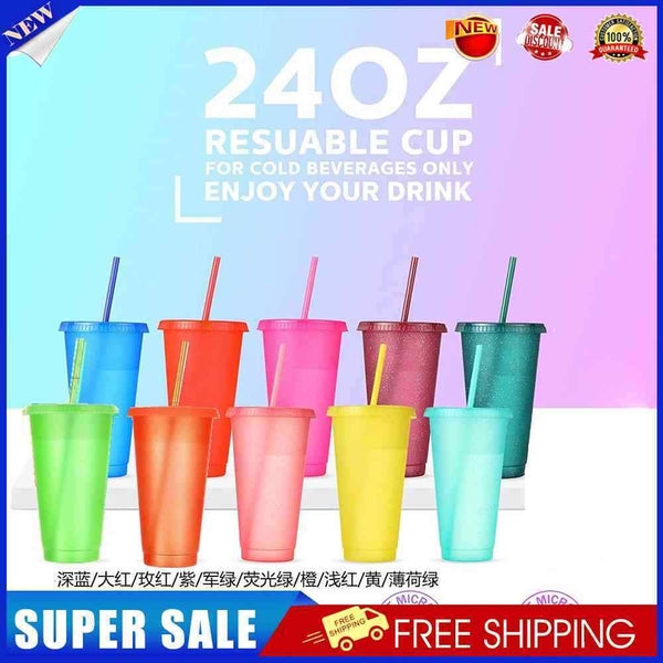 #A Sequin Glitter Cup 10pcs PP Water Cup (10 Colors)