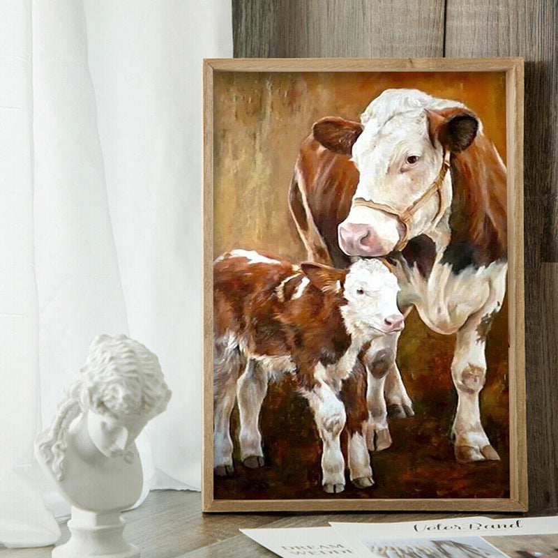 Cow Mother and Child Oil Paint By Numbers Kit Canvas Drawing DIY Coloring A