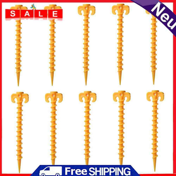 10pcs Ultralight Outdoor Camping Stakes Nylon Spiral Nails Yellow