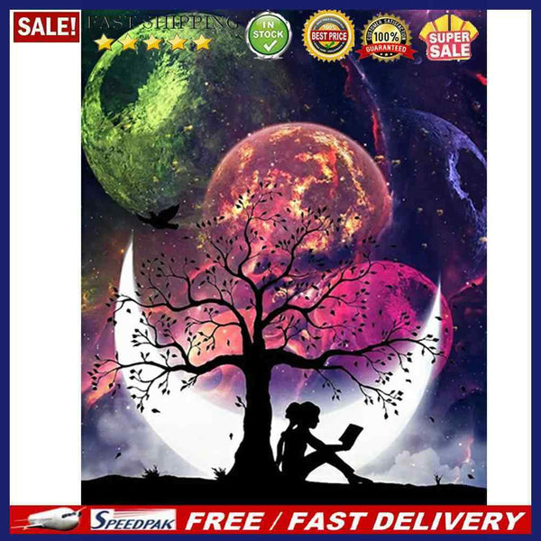 5D DIY Diamond Painting Girl Under Tree Full Square Drill Mosaic Home Decorat