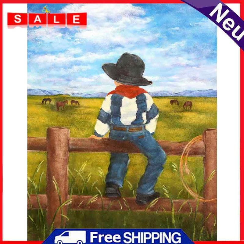 5D Diamond Painting DIY Cowboy Kid Full Round Drill Rhinestone Kit