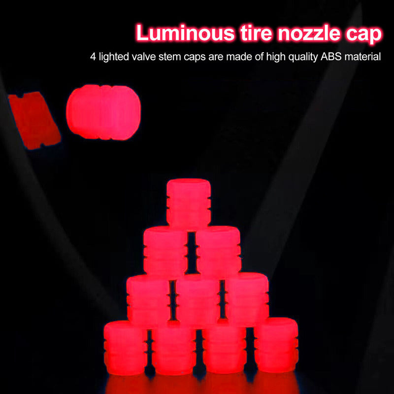 4pcs Tire Valve Caps Illuminated Tire Valve Cover Luminous Tire Cap for Bicyc