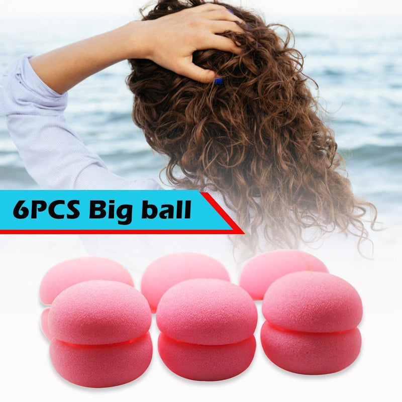 6pcs Sponge Curling Rollers Hair Soft Foam Balls DIY Hairdressing (Pink)