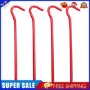 4pcs Tent Pegs with Hooks Garden Stakes Ground Nail for Awning Canopy (Red)