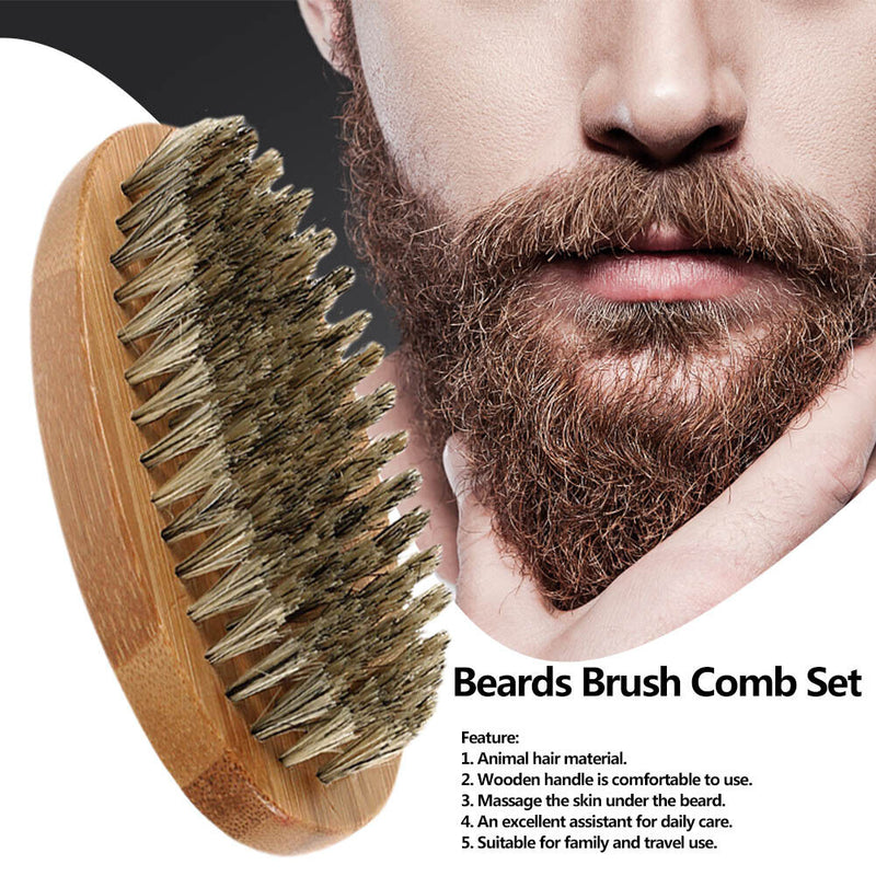 Professional Men Mustache Shaving Comb Bristle Wood Beard Brush Face Cleani