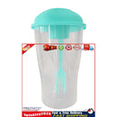 Portable Cup with Fork - Low-cal Food Container for Cereal Oatmeal (Green) Newly