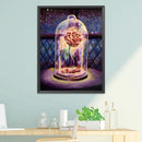 Cotton Thread Embroidery DIY 11CT Stamped Cross Stitch Rose in Glass Artwork Kit