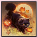 Full Embroidery Halloween Kits Black Cat 11CT Stamped Needlework Home Decoration