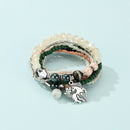 Ladies Bohemian Layered Hand Chain Multi Layers Beaded Pony Pendant Bracelet