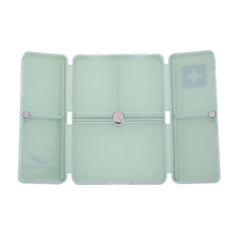 7 Grids Weekly Pill Box Magnet Lid Tablet Storage Box Pill Splitter (Green)