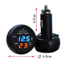 3in1 Digital Voltmeter Thermometer USB Car Charger Blue + Red Display