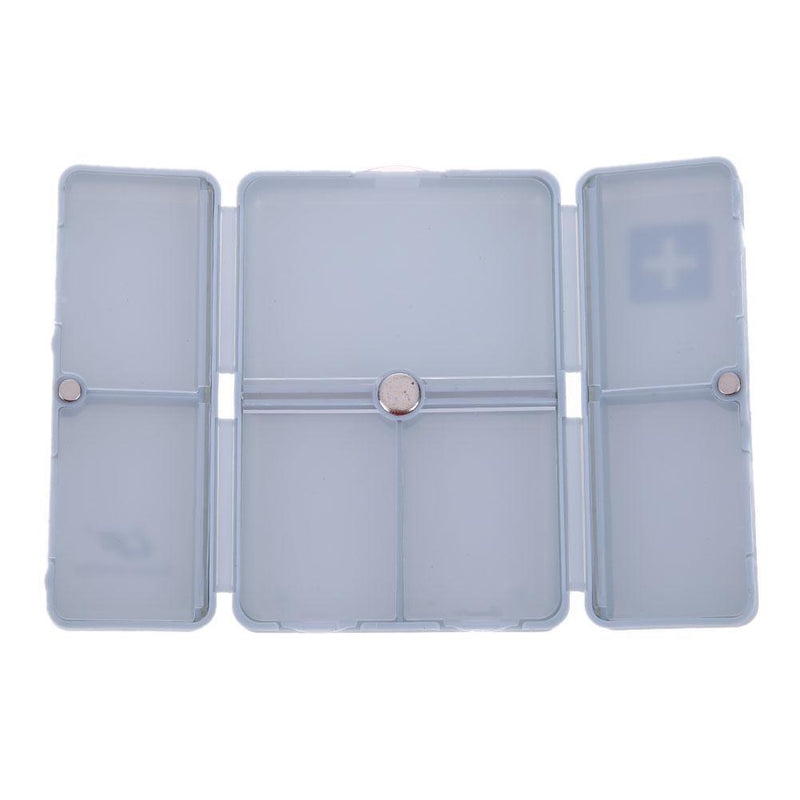 7 Grids Weekly Pill Box Magnet Lid Tablet Storage Box Pill Splitter(Blue)