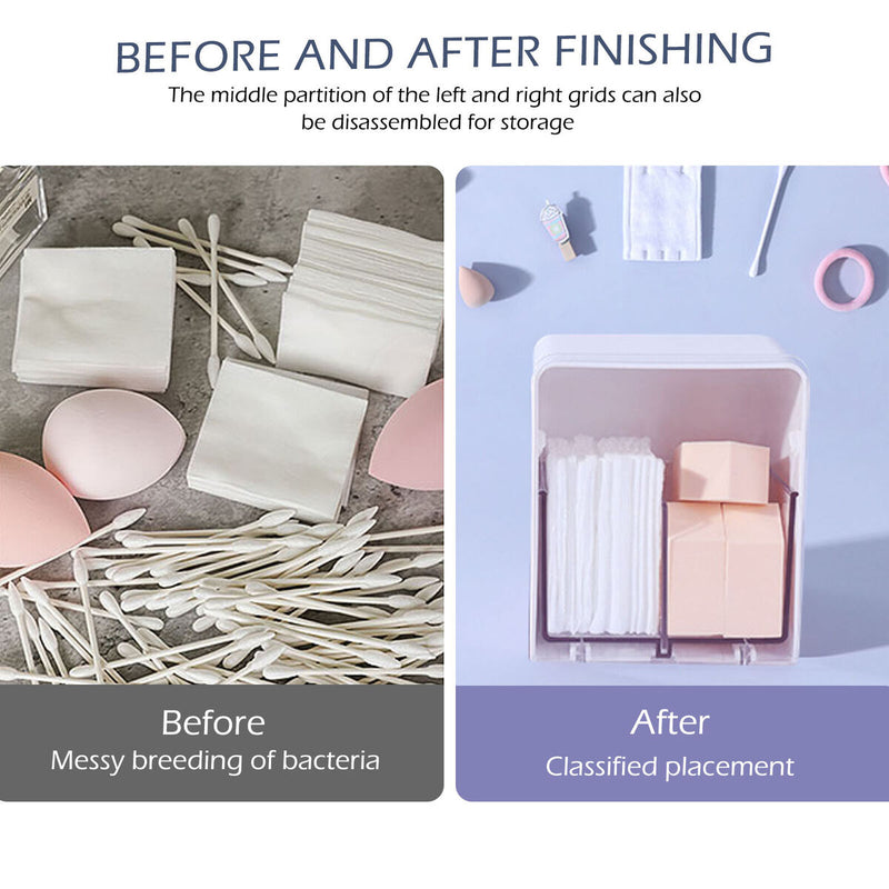 Cotton Swabs Qtips Storage Organizer 2 Grids Separate Holder Box (White) Newly