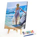 Oil Painting By Numbers Acrylic Handmade Beach Girl Digital Picture Art Dec