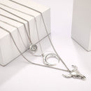 Fashion Multilayer Necklace Geometric Round Cow Head Horn Pendant Chains